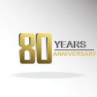 80 anni anniversario logo modello vettoriale illustrazione design oro e bianco