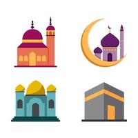 moschea elemento impostato per Ramadan e eid al Fitr decorazione. piatto vettore illustrazione.