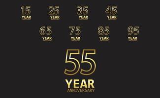 set anno anniversario logo modello vettoriale illustrazione design oro elegante