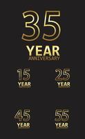 set anno anniversario logo modello vettoriale illustrazione design oro elegante