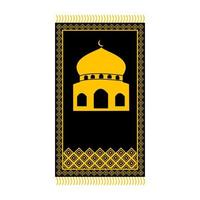 preghiera tappeto con moschea icona simbolo logo, sajadah per musulmano preghiera d'oro nero design Ramadan icona vettore illustrazione