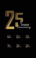 set anno anniversario logo modello vettoriale illustrazione design oro elegante