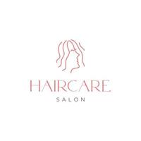 salone capelli cura trattamento donne lungo capelli bellezza viso femminile minimalista logo design vettore