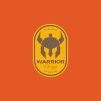 guerriero spartano vichingo casco cornuto guerra Vintage ▾ distintivo logo design vettore icona illustrazione
