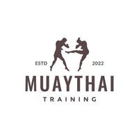 freddo voi uomo combattente formazione Muay Thai sport isolato logo design vettore icona illustrazione