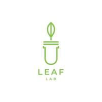 minimalista laboratorio bicchiere le foglie formula crescita logo design vettore icona illustrazione