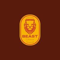 bestia savana animale Leone criniera vecchio distintivo Vintage ▾ logo design vettore icona illustrazione