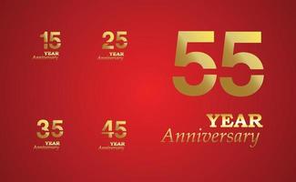 set anno anniversario logo modello vettoriale illustrazione design oro elegante