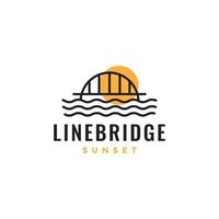ponte curva ferro lago mare tramonto minimalista Linee moderno logo design vettore icona illustrazione