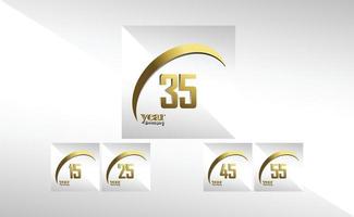 set anno anniversario logo modello vettoriale illustrazione design oro elegante