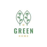 pianta crescere le foglie fiori giardinaggio casa Casa semplice logo design vettore icona illustrazione
