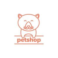 carino portafortuna cartone animato Grasso gatto gattino animale domestico negozio animali domestici linea moderno logo design vettore