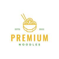 cibo spaghetto bacchette ciotola delizioso gusto linea semplice minimo logo design vettore