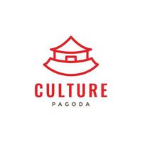 minimalista architetto cultura giapponese pagoda religione linea logo design vettore icona illustrazione