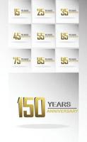 set anno anniversario logo modello vettoriale illustrazione design oro elegante