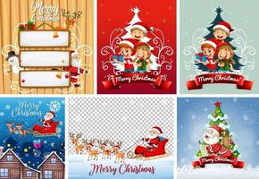 set di diverse cartoline o poster di Natale vettore