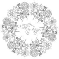 motivo floreale circolare a forma di mandala, ornamento decorativo in stile orientale, sfondo di design mandala ornamentale con viti uccelli e farfalle vettore gratuito