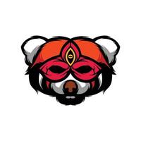 rosso panda maschera portafortuna logo design vettore