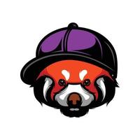 rosso panda cappello portafortuna logo design vettore