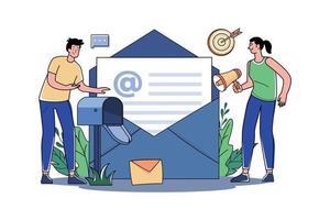 promozione con e-mail illustrazione concetto su bianca sfondo vettore