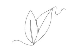 singolo uno linea disegno baia le foglie. verdura concetto. continuo linea disegnare design grafico vettore illustrazione.