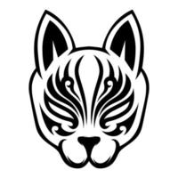 kitsune maschera vettore Giappone lupo nero e bianca logo design illustrazione