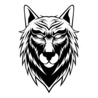 lupo testa nero e bianca portafortuna logo design vettore illustrazione nel moderno stile design