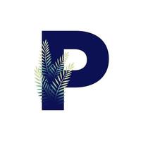 iniziale p foglia logo vettore