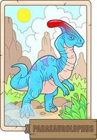 preistorico dinosauro parasaurolofo, divertente illustrazione vettore