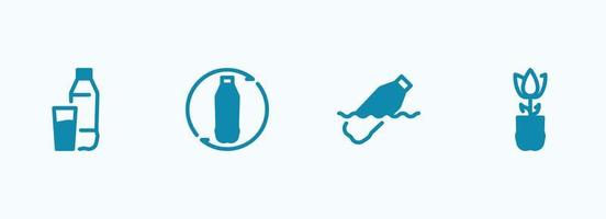 semplice vettore icona su un' tema plastica bottiglie, raccolta differenziata e uso