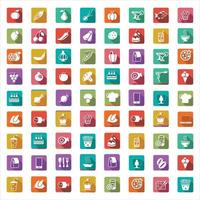100 icone universale impostato per ragnatela, ristorante, attività commerciale, compleanno e mobile vettore