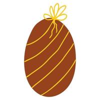 mano disegnato Pasqua uovo presente decorato con modello e nastro, vacanza arredamento elemento per saluto carta, invito, sfondo arredamento.tradizionale uovo nel piatto stile isolato su bianca sfondo vettore