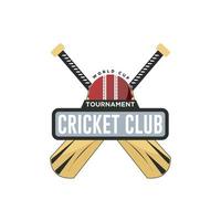 cricket logo emblema, cricket squadra, cricket club logo design con attraversato bastoni vettore