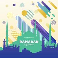 Ramadan kareem moschea illustrazione moderno stile con pieno colore vettore