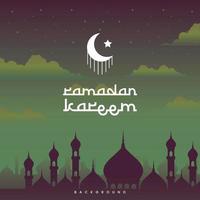 Ramadan kareem saluto carta modello moschea nel il notte sfondo verde nero vettore