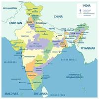 India dettagliato carta geografica con circostante frontiere vettore