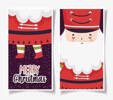 Merry Christmas card set con Babbo Natale vettore