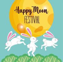 immagine del festival della luna felice del coniglio vettore
