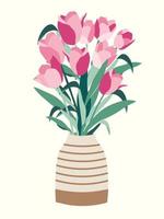 bouquet di fiori di tulipani in vaso illustrazione vettore