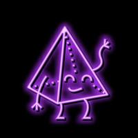 piramide geometrico forma personaggio neon splendore icona illustrazione vettore