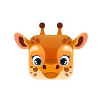 cartone animato giraffa kawaii piazza bambino animale viso vettore