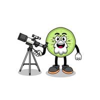illustrazione di affettato kiwi portafortuna come un astronomo vettore