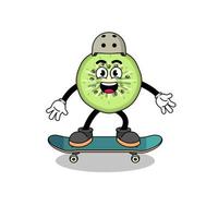 affettato kiwi portafortuna giocando un' skateboard vettore