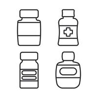 medico bottiglie lineare icone. isolato impostato su un' bianca sfondo. vettore illustrazione.