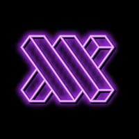 penrose impossibile geometrico forma neon splendore icona illustrazione vettore