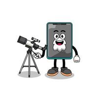 illustrazione di smartphone portafortuna come un astronomo vettore