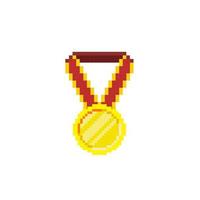 oro medaglia nel pixel arte stile vettore