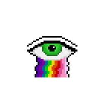uno occhio con arcobaleno piangere nel pixel arte stile vettore
