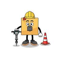 personaggio cartone animato di appiccicoso Nota Lavorando su strada costruzione vettore