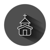 Chiesa icona nel piatto stile. cappella vettore illustrazione su nero il giro sfondo con lungo ombra. religioso edificio attività commerciale concetto.